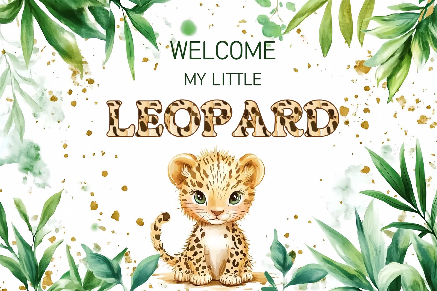 Safari Baby Shower Backdrop Ideas Leopard Greenery Backdrop UK CSH2-168