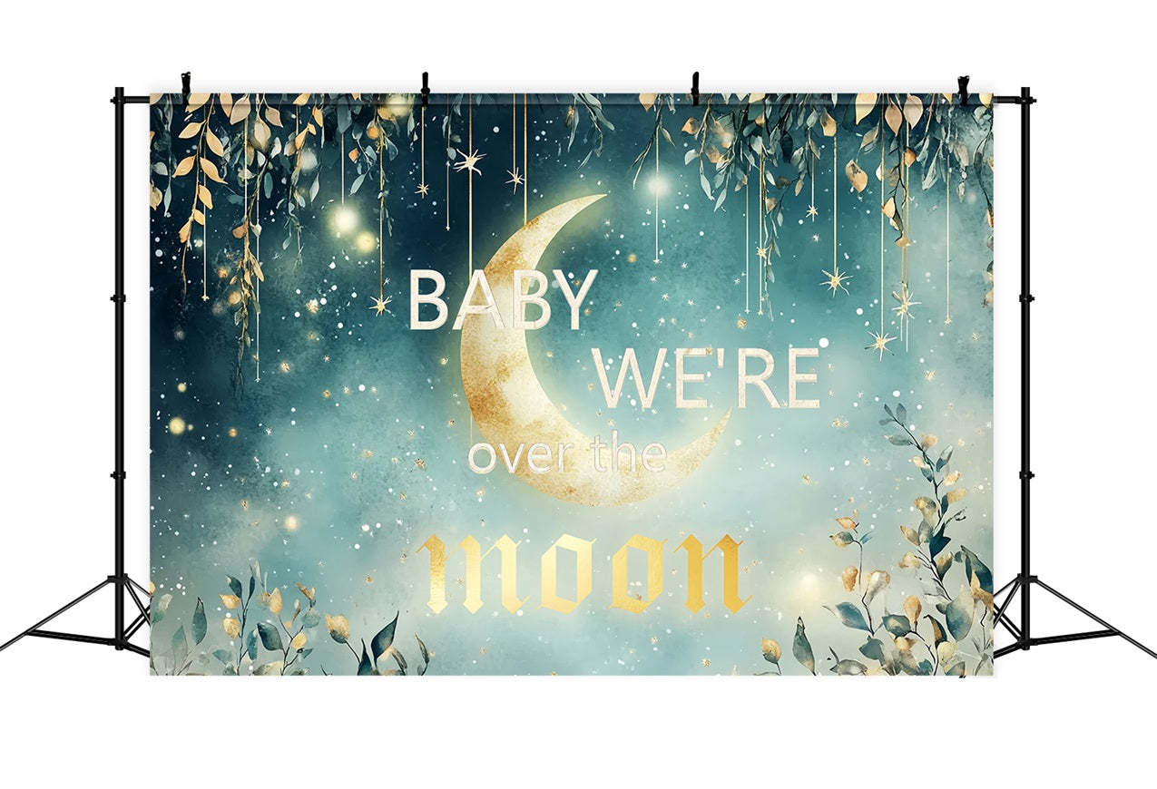 Moon And Stars Backdrop For Baby Shower Hanging Foliage Backdrop UK CSH2-171