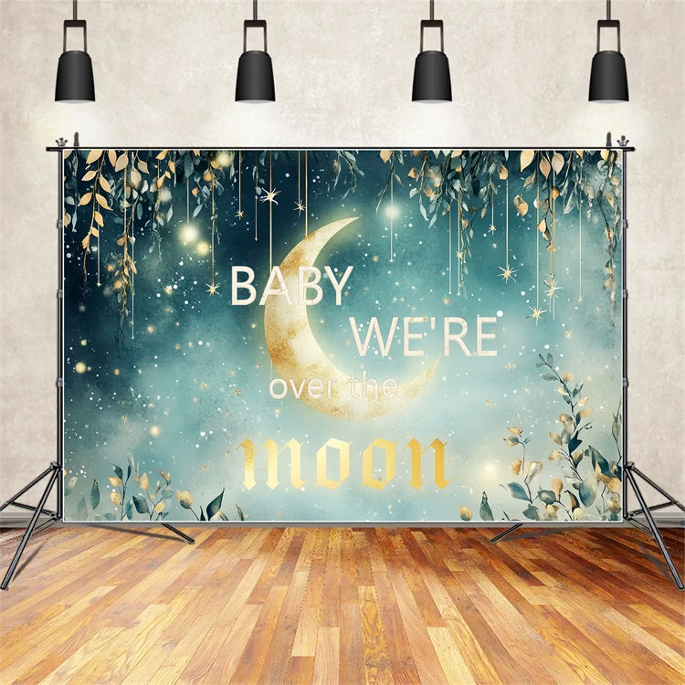 Moon And Stars Backdrop For Baby Shower Hanging Foliage Backdrop UK CSH2-171