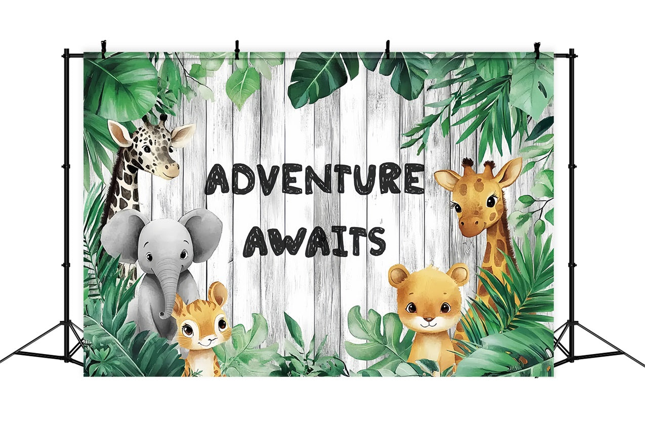 Jungle Backdrops For Baby Shower Animals Greenery Backdrop UK CSH2-172