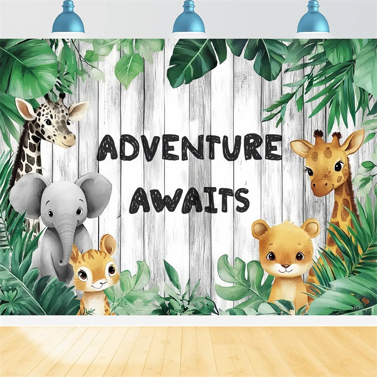 Jungle Backdrops For Baby Shower Animals Greenery Backdrop UK CSH2-172