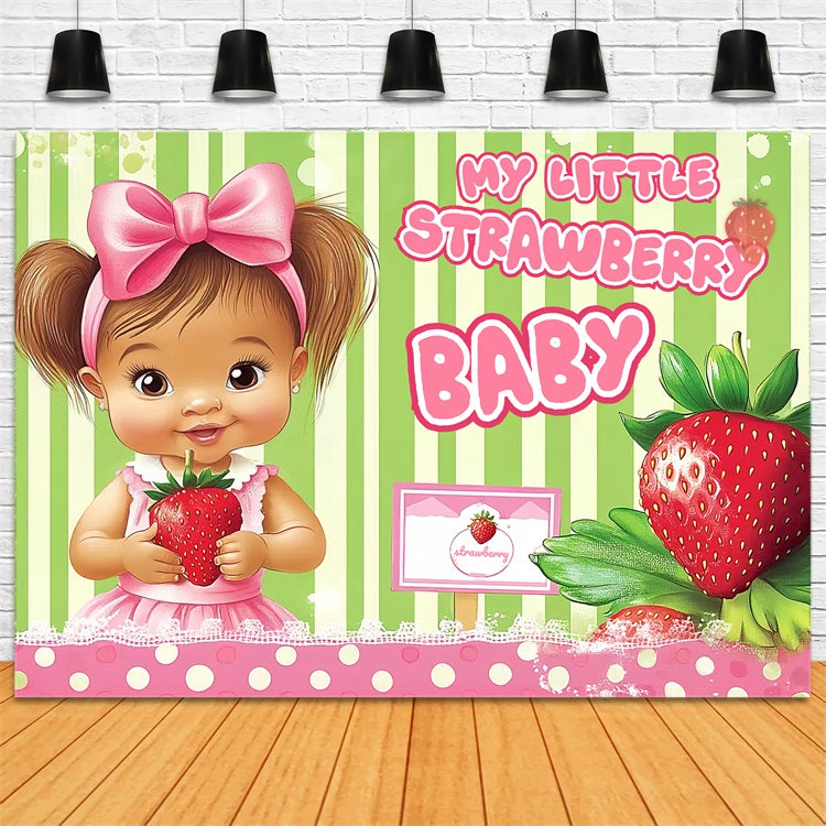 Strawberry Baby Shower Backdrop Sweet Baby Girl Backdrop UK CSH2-173