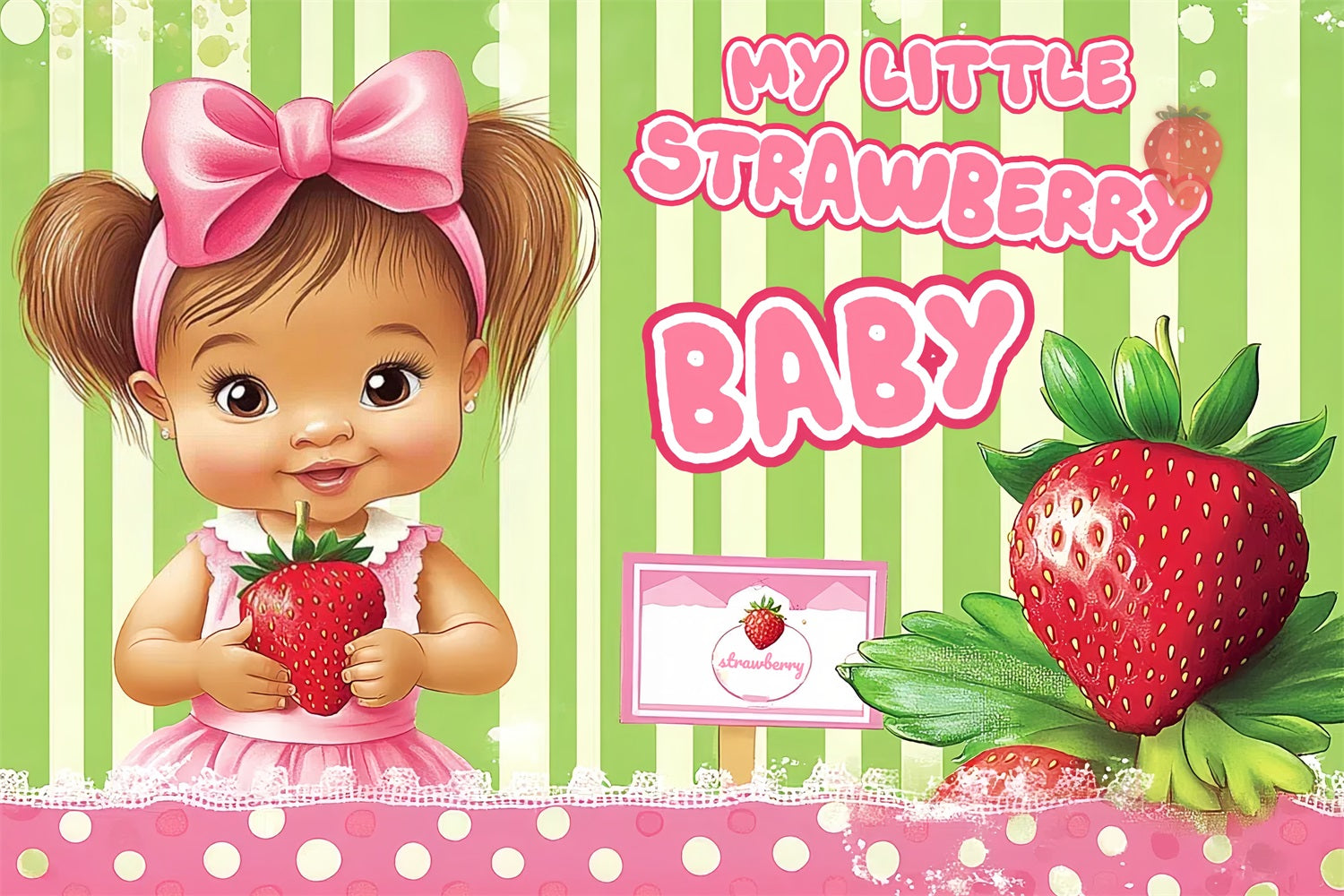 Strawberry Baby Shower Backdrop Sweet Baby Girl Backdrop UK CSH2-173