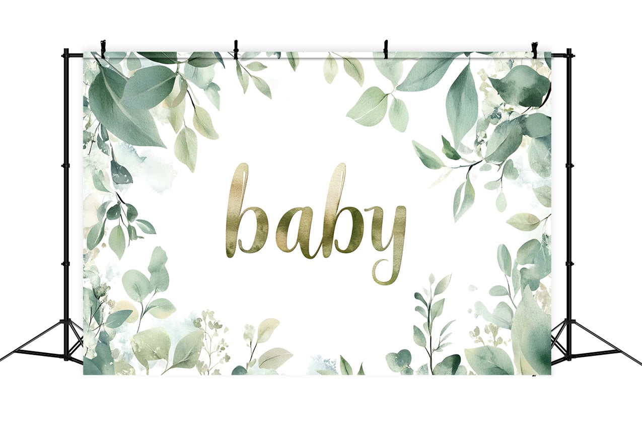 Baby Shower Greenery Backdrop Watercolor Leafy Floral Backdrop UK CSH2-177