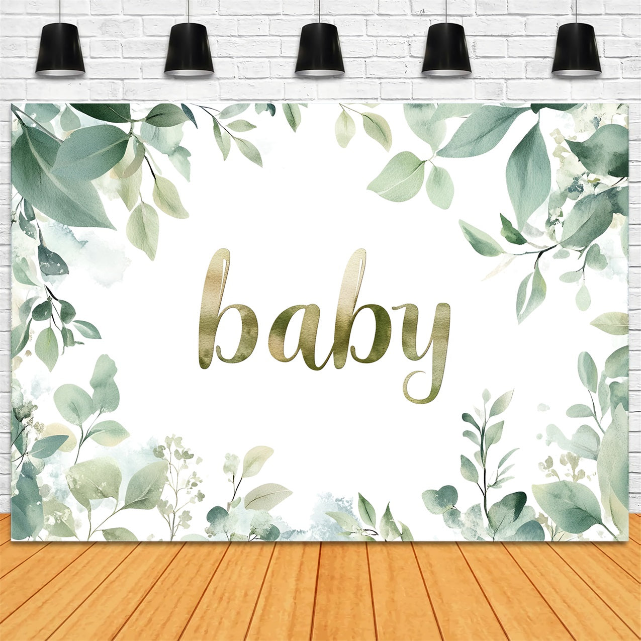 Baby Shower Greenery Backdrop Watercolor Leafy Floral Backdrop UK CSH2-177