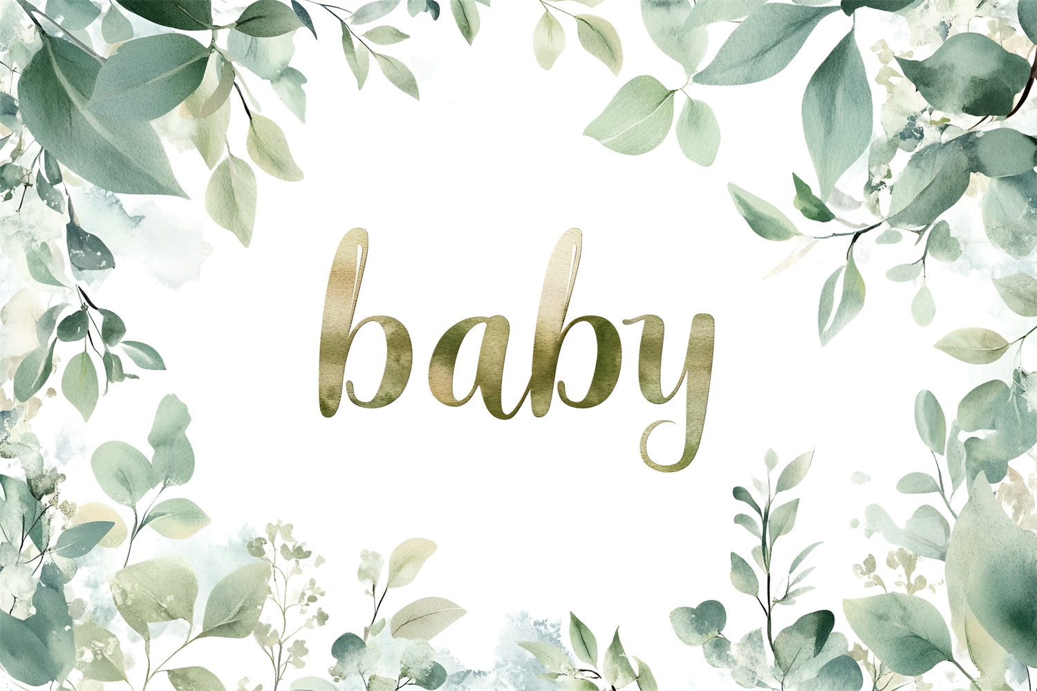 Baby Shower Greenery Backdrop Watercolor Leafy Floral Backdrop UK CSH2-177