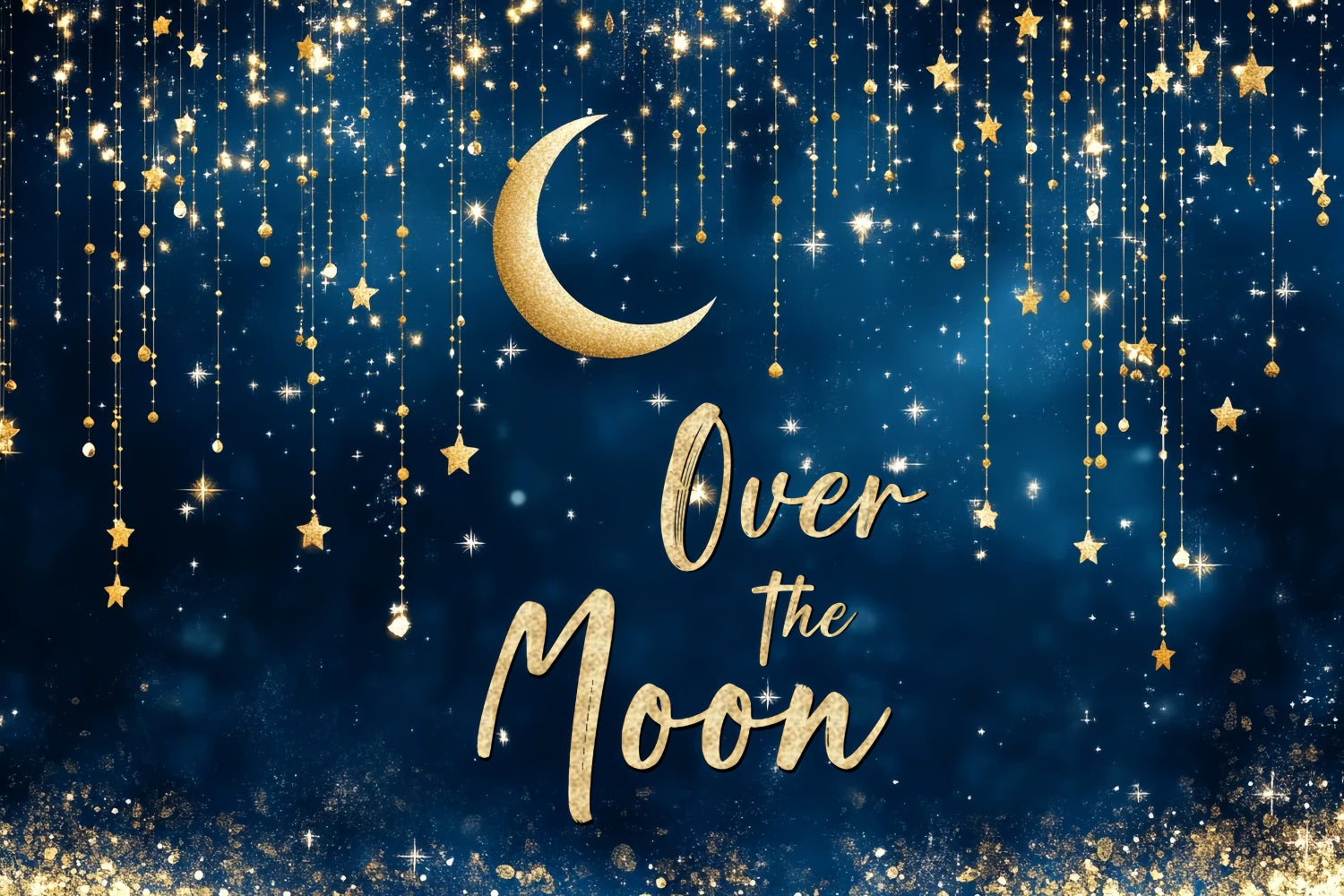 Photo Backdrop For Baby Shower Gold Moon Starry Night Backdrop UK CSH2-180