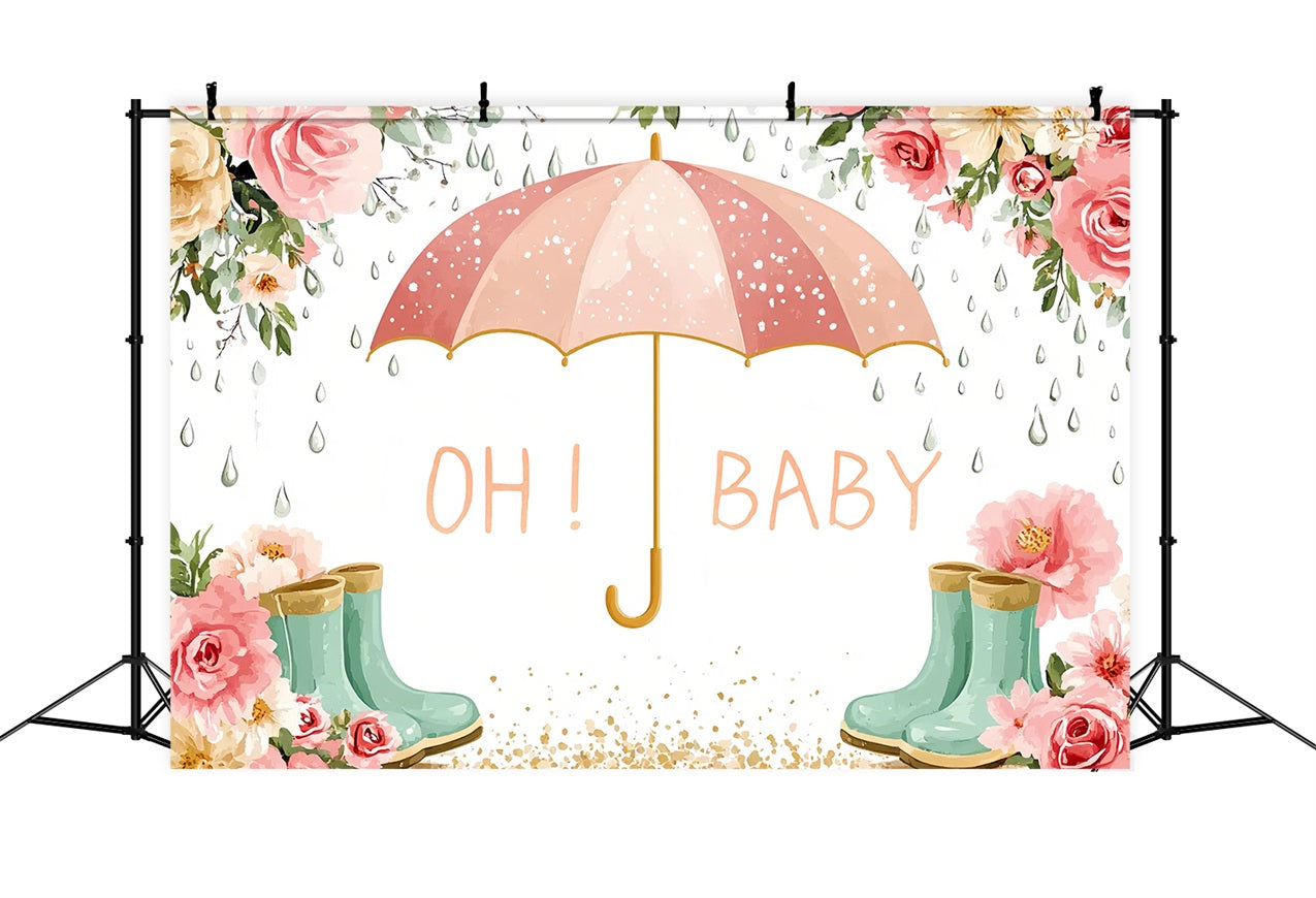 Backdrop For Baby Shower Floral Umbrella Celebration Backdrop UK CSH2-181