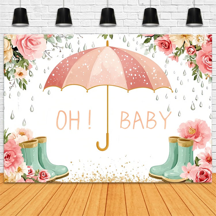 Backdrop For Baby Shower Floral Umbrella Celebration Backdrop UK CSH2-181