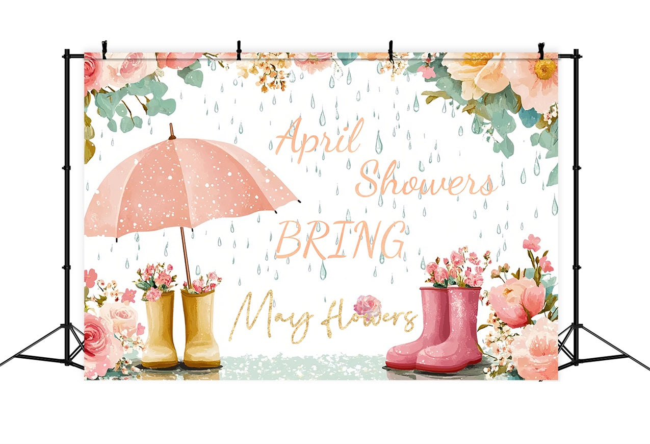 Baby Shower Photo Backdrops Rainy Day Flowers Joy Backdrop UK CSH2-182