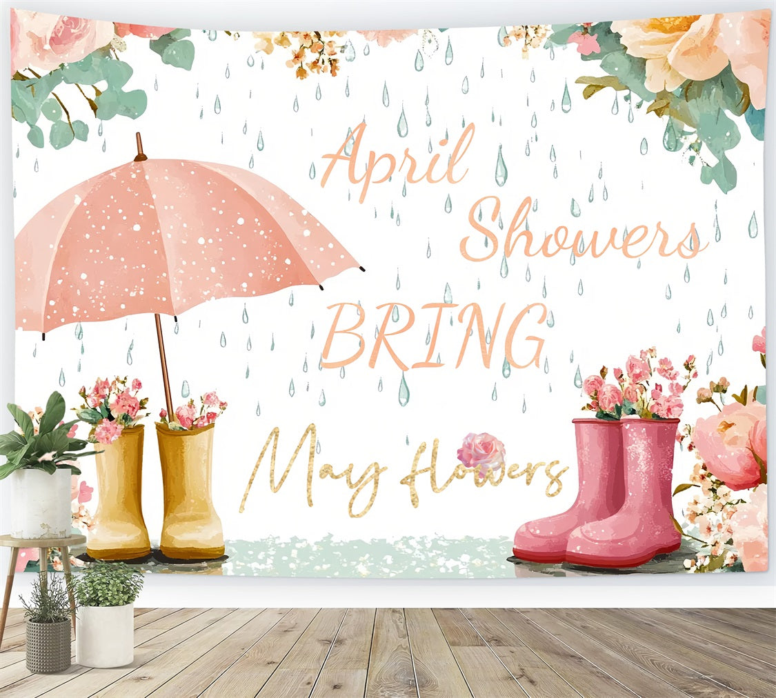 Baby Shower Photo Backdrops Rainy Day Flowers Joy Backdrop UK CSH2-182