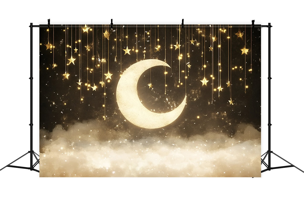 Baby Shower Backdrop Ideas Dreamy Glittering Moon Stars Backdrop UK CSH2-183