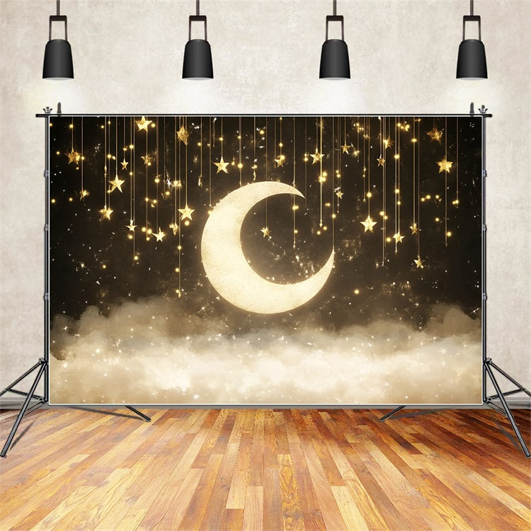 Baby Shower Backdrop Ideas Dreamy Glittering Moon Stars Backdrop UK CSH2-183