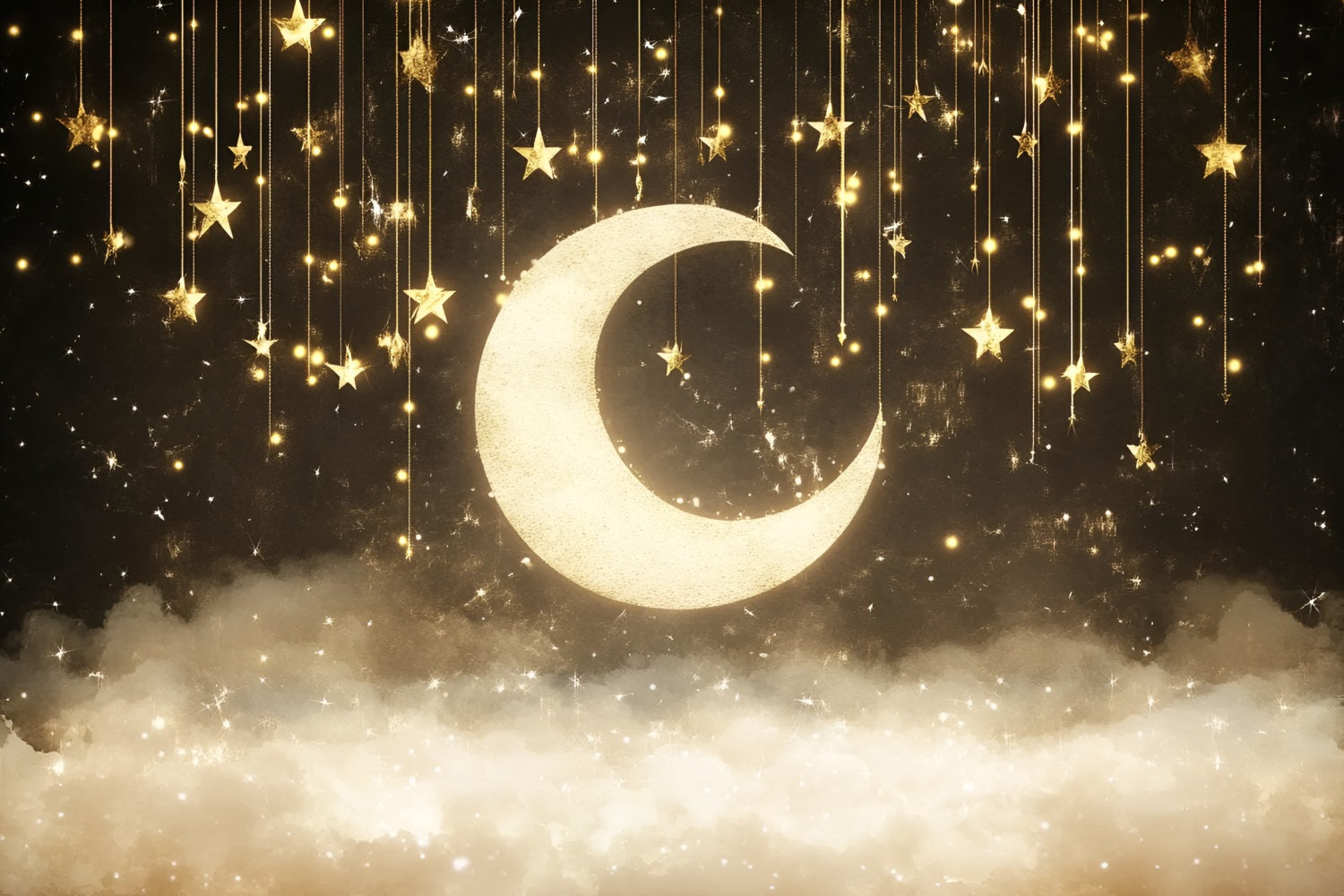 Baby Shower Backdrop Ideas Dreamy Glittering Moon Stars Backdrop UK CSH2-183