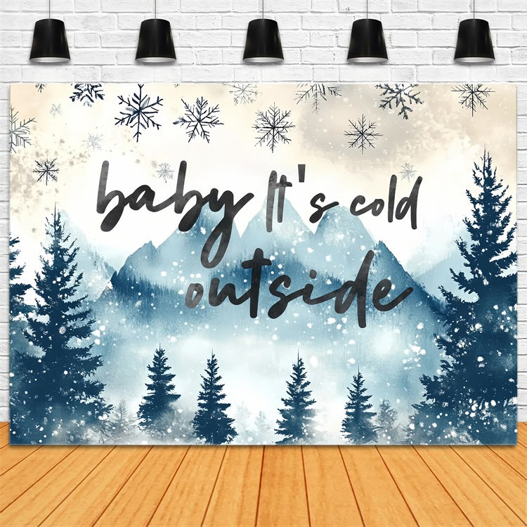 Backdrop For Baby Shower Winter Wonderland Snowflakes Backdrop UK CSH2-185