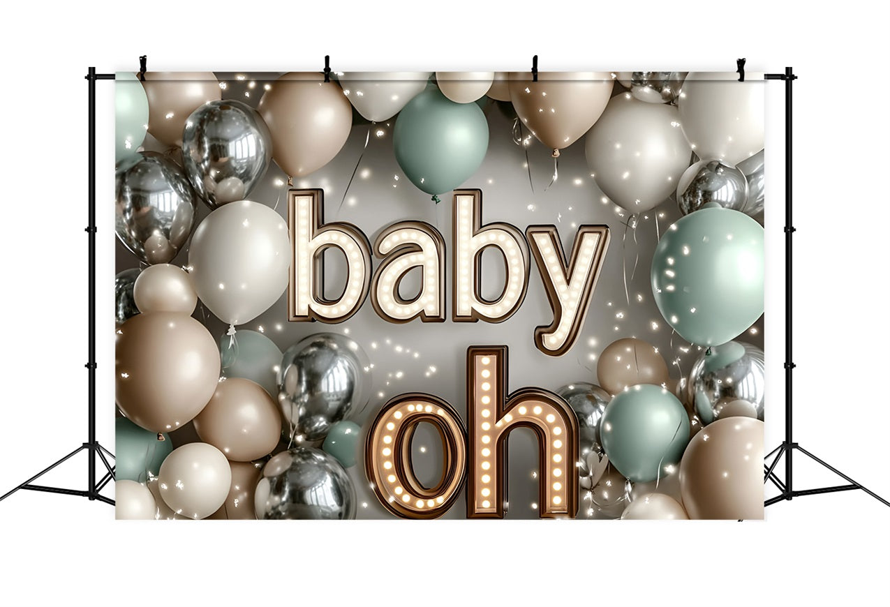 Baby Shower Backdrop Twinkling Lights Balloon Celebration Backdrop UK CSH2-186