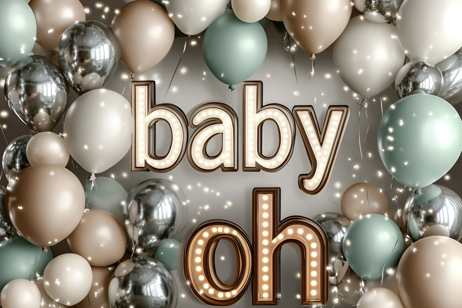 Baby Shower Backdrop Twinkling Lights Balloon Celebration Backdrop UK CSH2-186