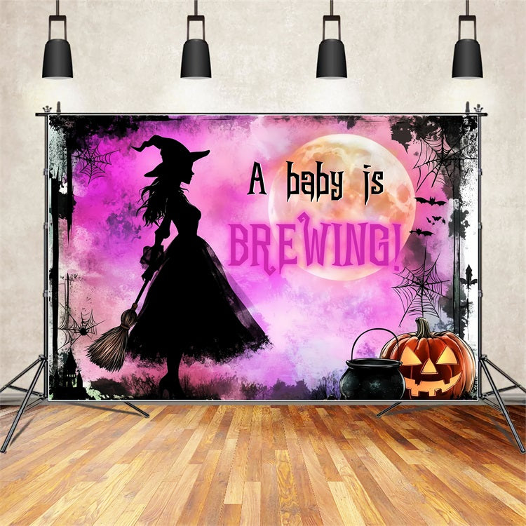 Backdrops For Baby Shower Halloween Witch Baby Reveal Backdrop UK CSH2-187