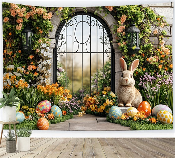 Easter Backdrops Ideas Floral Archway Painted Eggs Backdrop UK CSH2-19