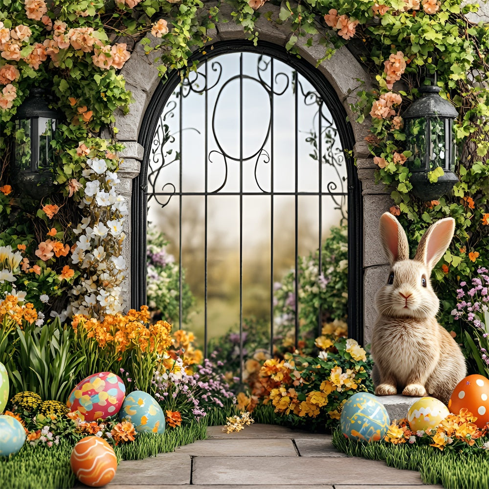 Easter Backdrops Ideas Floral Archway Painted Eggs Backdrop UK CSH2-19