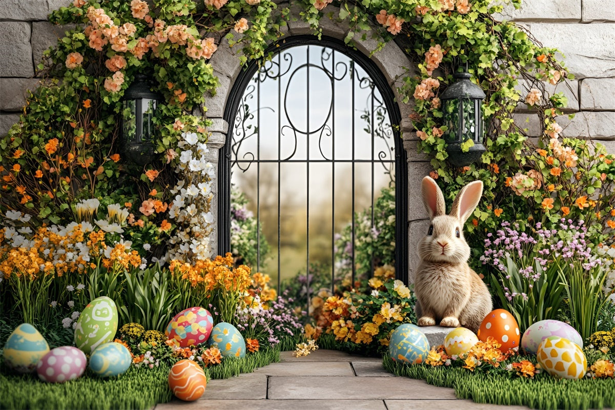 Easter Backdrops Ideas Floral Archway Painted Eggs Backdrop UK CSH2-19