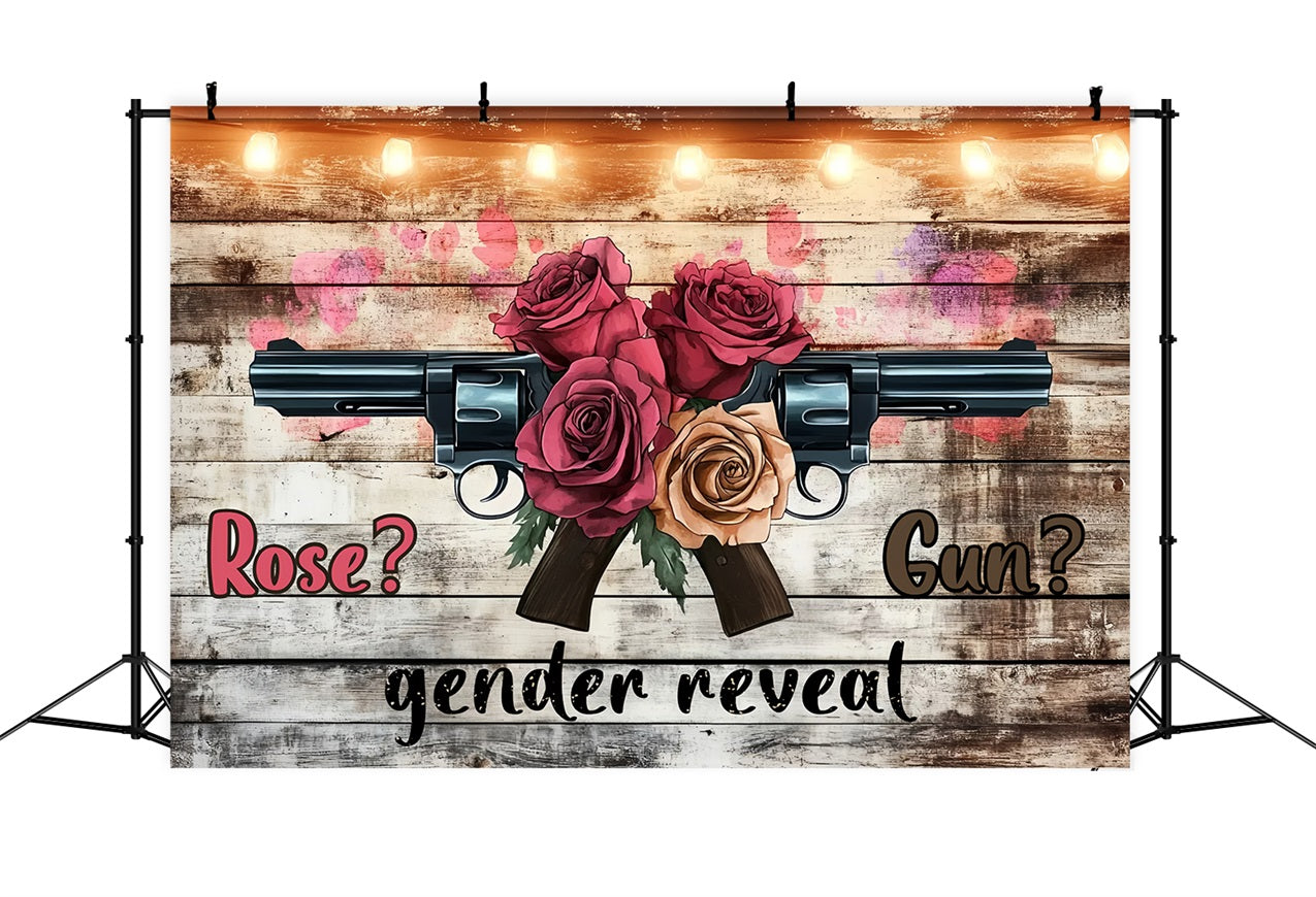 Backdrop For Baby Shower Rustic Rose Gun Gender Reveal Backdrop UK CSH2-191