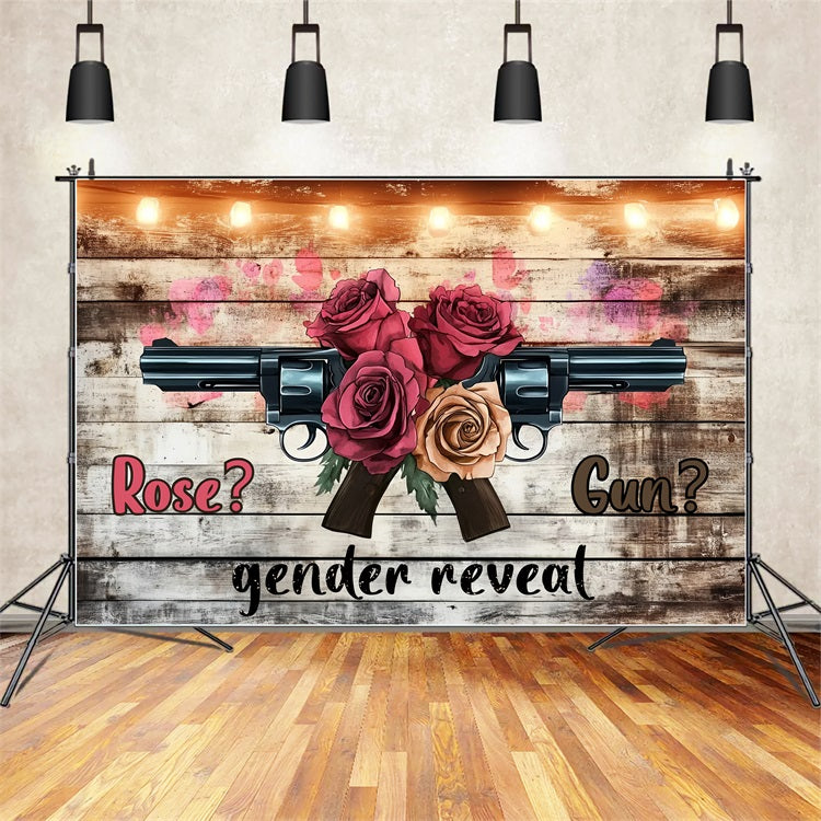 Backdrop For Baby Shower Rustic Rose Gun Gender Reveal Backdrop UK CSH2-191