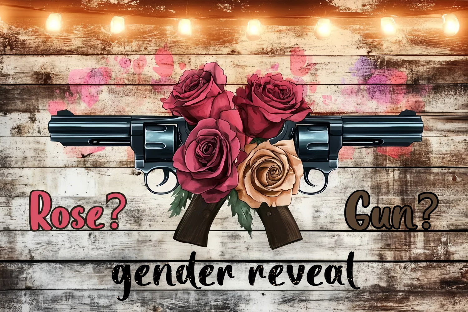 Backdrop For Baby Shower Rustic Rose Gun Gender Reveal Backdrop UK CSH2-191