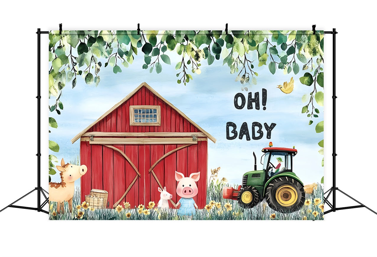 Photo Backdrop For Baby Shower Barnyard Baby Welcome Backdrop UK CSH2-192