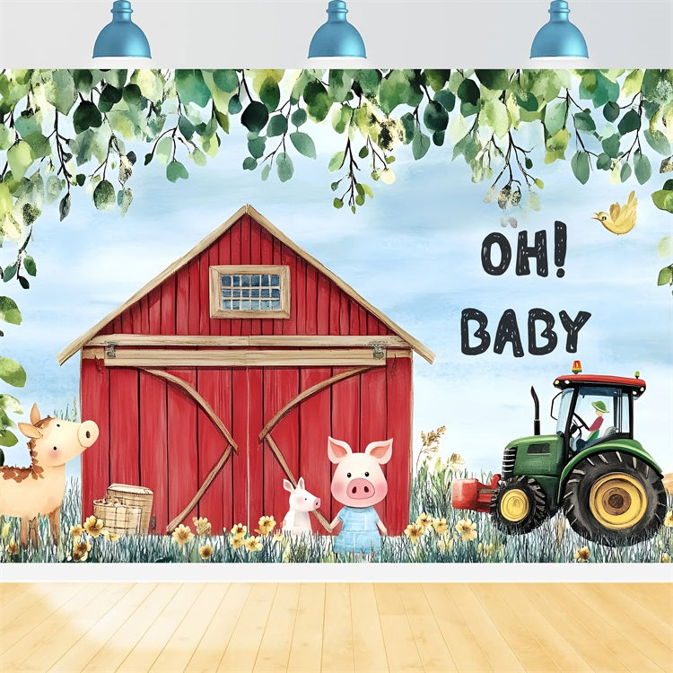 Photo Backdrop For Baby Shower Barnyard Baby Welcome Backdrop UK CSH2-192