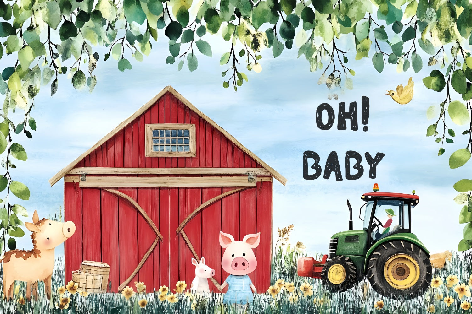 Photo Backdrop For Baby Shower Barnyard Baby Welcome Backdrop UK CSH2-192