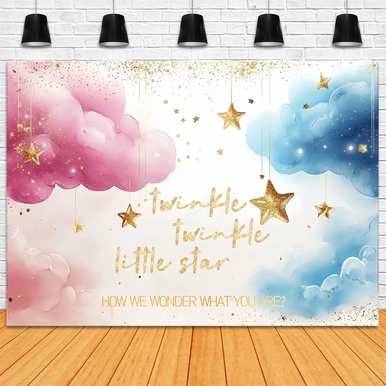 Baby Shower Photo Backdrop Stars Clouds Baby Reveal Backdrop UK CSH2-193