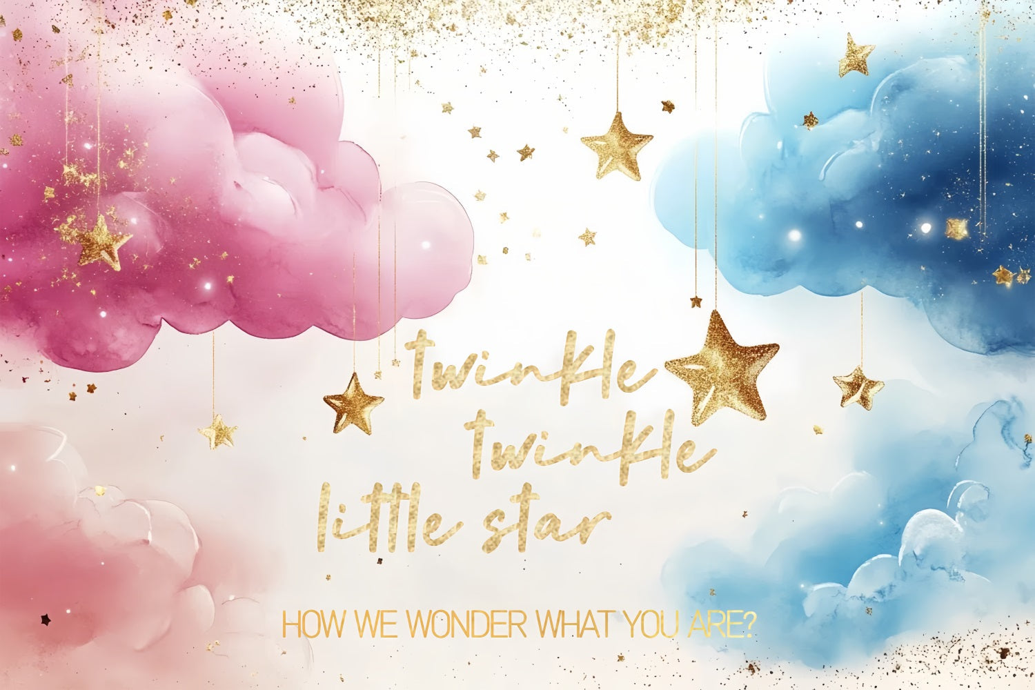 Baby Shower Photo Backdrop Stars Clouds Baby Reveal Backdrop UK CSH2-193