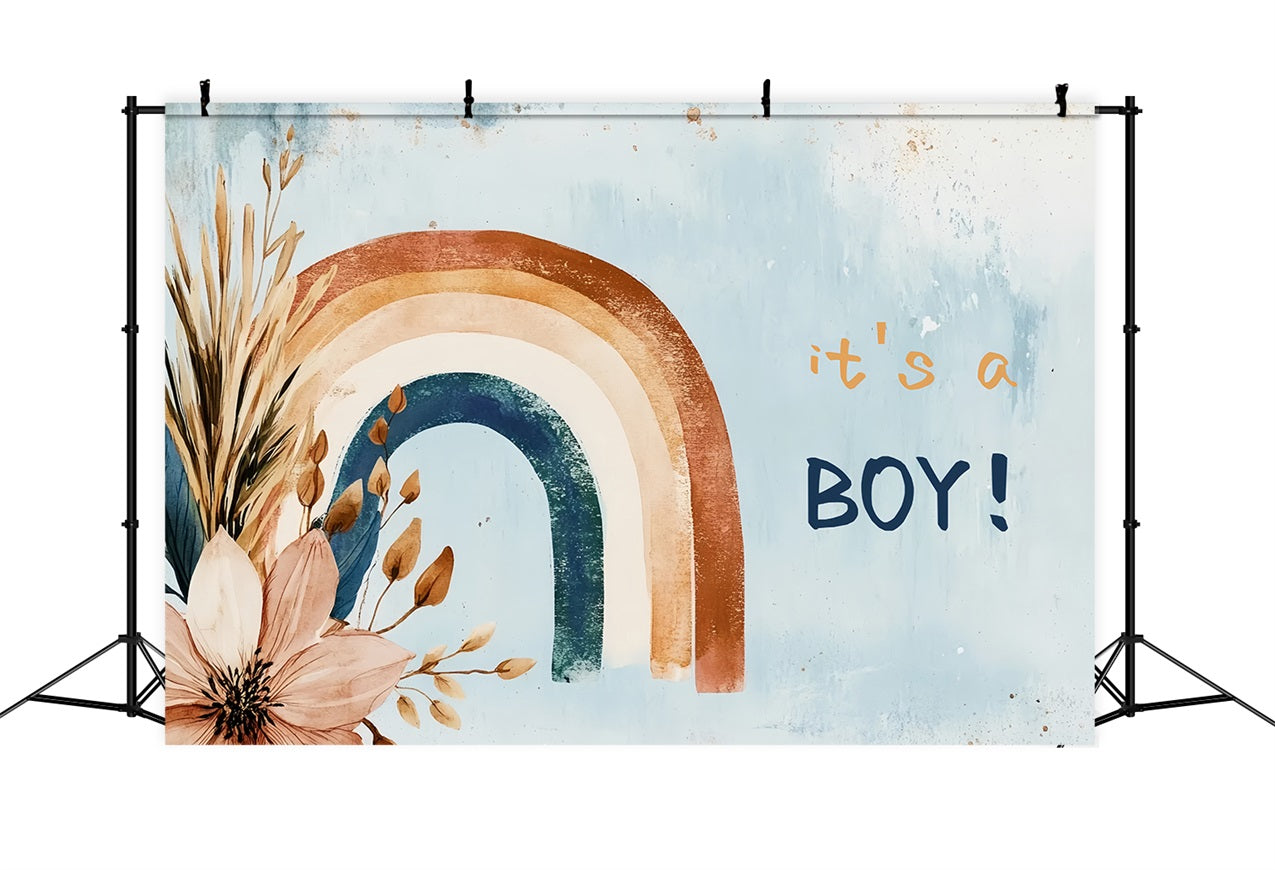 Baby Shower Backdrop Vintage Rainbow Boy Gender Reveal Backdrop UK CSH2-194