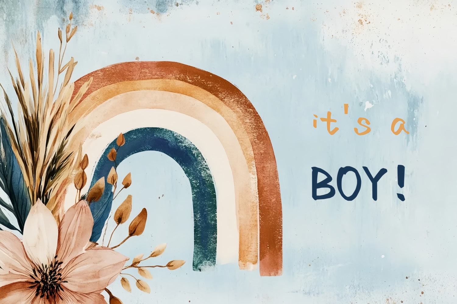 Baby Shower Backdrop Vintage Rainbow Boy Gender Reveal Backdrop UK CSH2-194