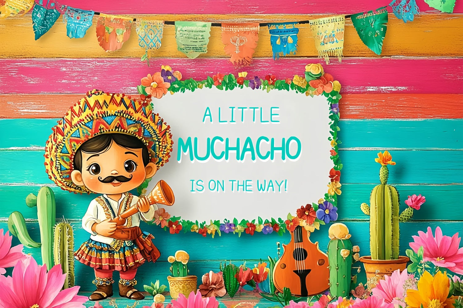 Baby Shower Photo Backdrop Mexican Fiesta Gender Reveal Backdrop UK CSH2-196