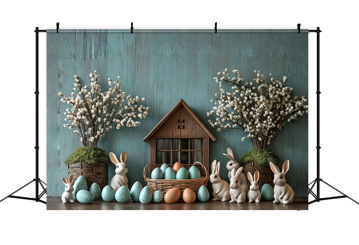 Easter Photography Backdrops Bunny Basket Pastel Eggs Backdrop UK CSH2-2