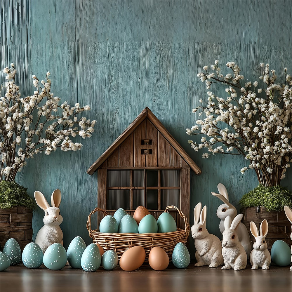 Easter Photography Backdrops Bunny Basket Pastel Eggs Backdrop UK CSH2-2