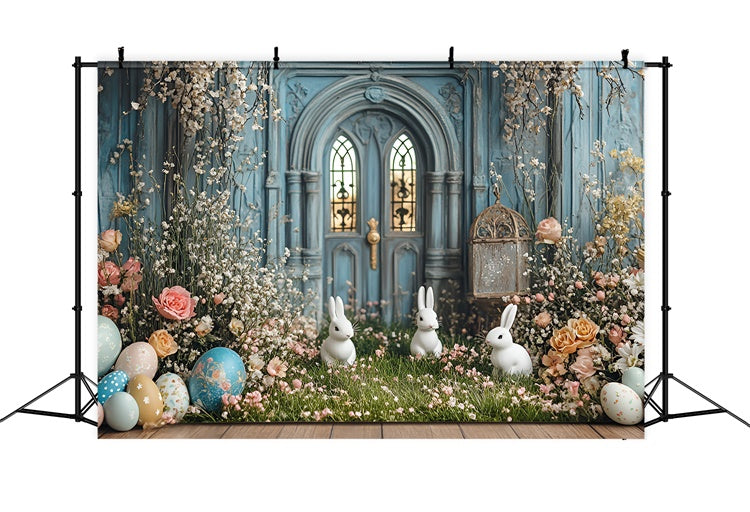 Photography Backdrop Easter Spring Bunny Garden Door Backdrop UK CSH2-20