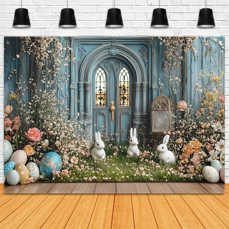 Photography Backdrop Easter Spring Bunny Garden Door Backdrop UK CSH2-20