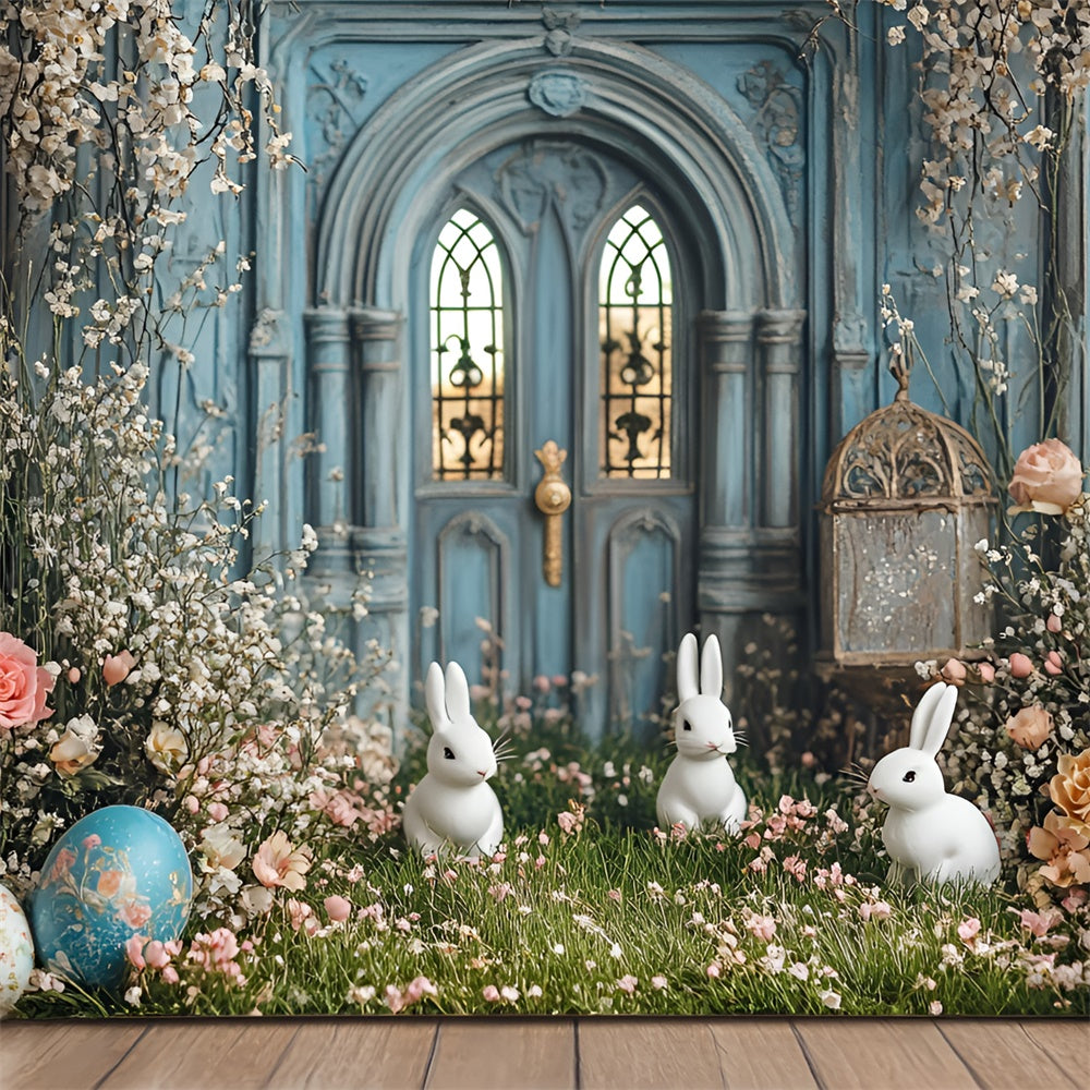 Photography Backdrop Easter Spring Bunny Garden Door Backdrop UK CSH2-20