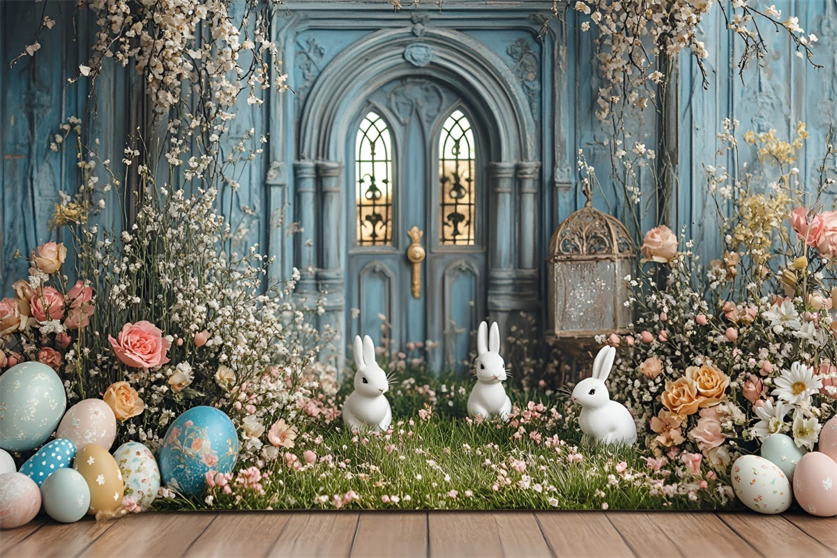 Photography Backdrop Easter Spring Bunny Garden Door Backdrop UK CSH2-20