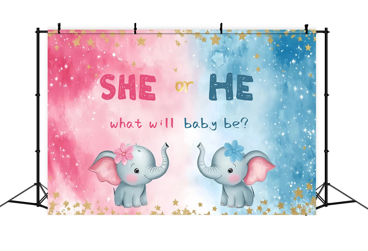 Baby Shower Photo Backdrops Pink Blue Elephant Fun Backdrop UK CSH2-200