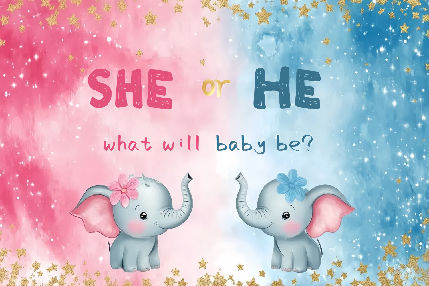 Baby Shower Photo Backdrops Pink Blue Elephant Fun Backdrop UK CSH2-200