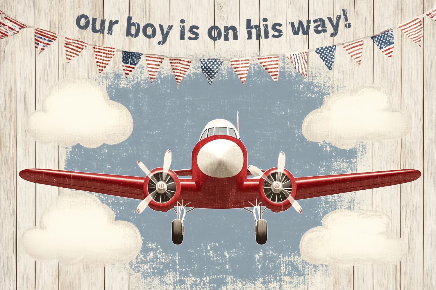 Baby Shower Backdrop Boy Vintage Airplane Baby Arrival Backdrop UK CSH2-202