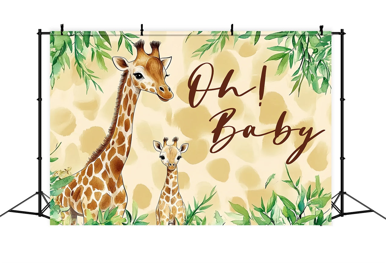 Photo Backdrop For Baby Shower Giraffe Gentle Welcome Backdrop UK CSH2-206