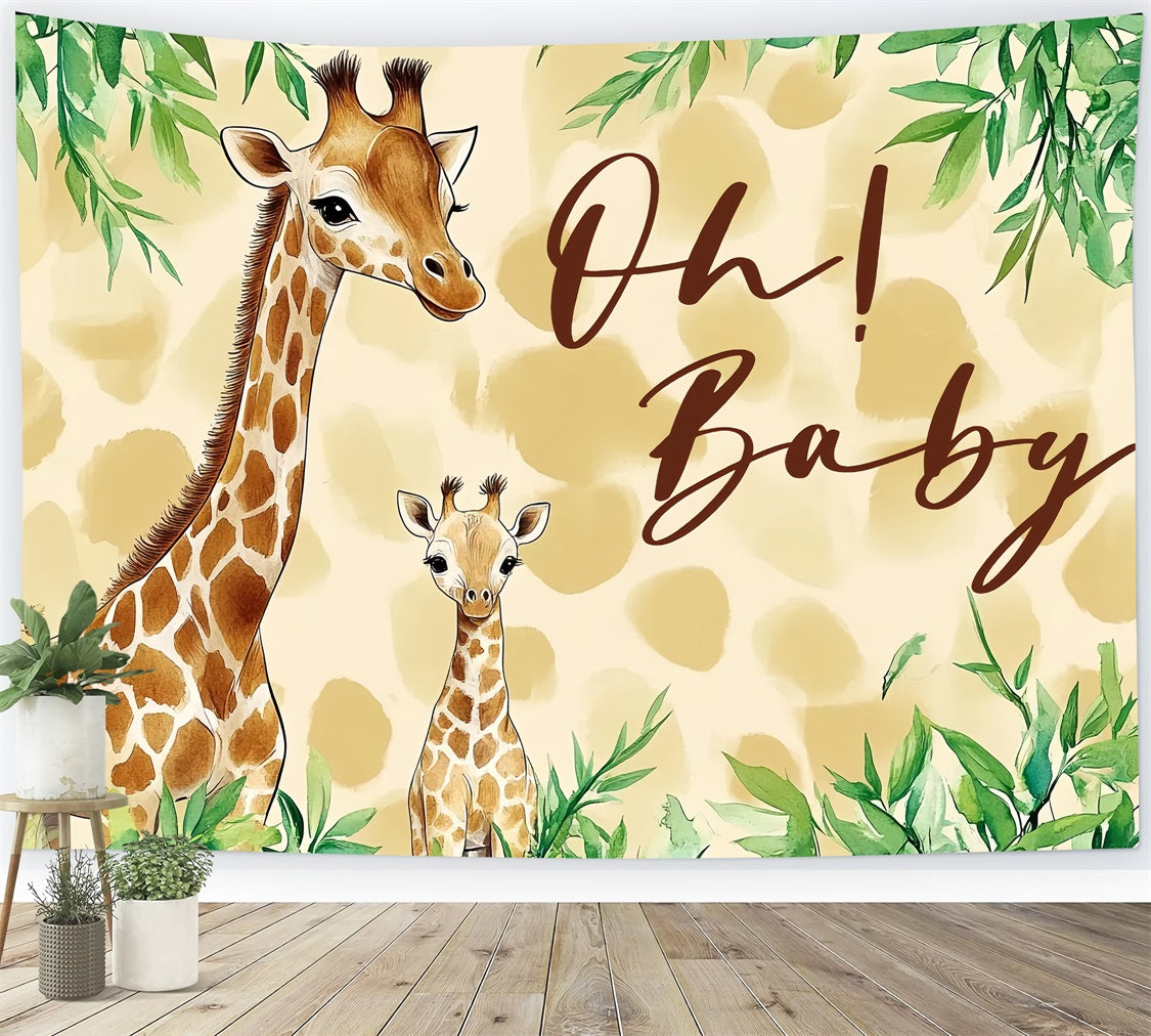 Photo Backdrop For Baby Shower Giraffe Gentle Welcome Backdrop UK CSH2-206