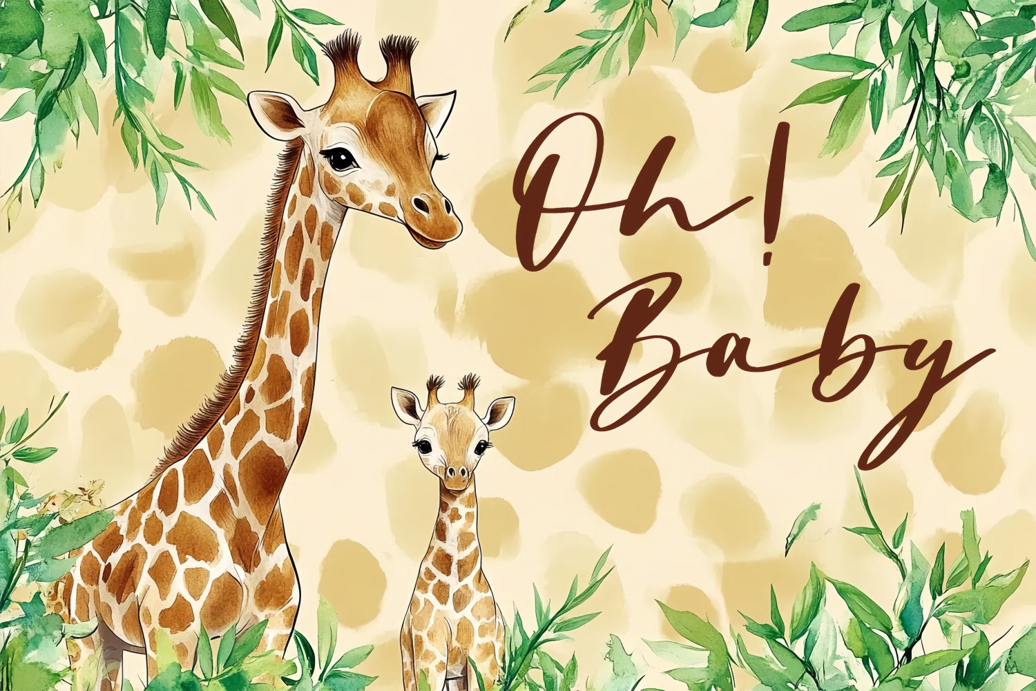 Photo Backdrop For Baby Shower Giraffe Gentle Welcome Backdrop UK CSH2-206