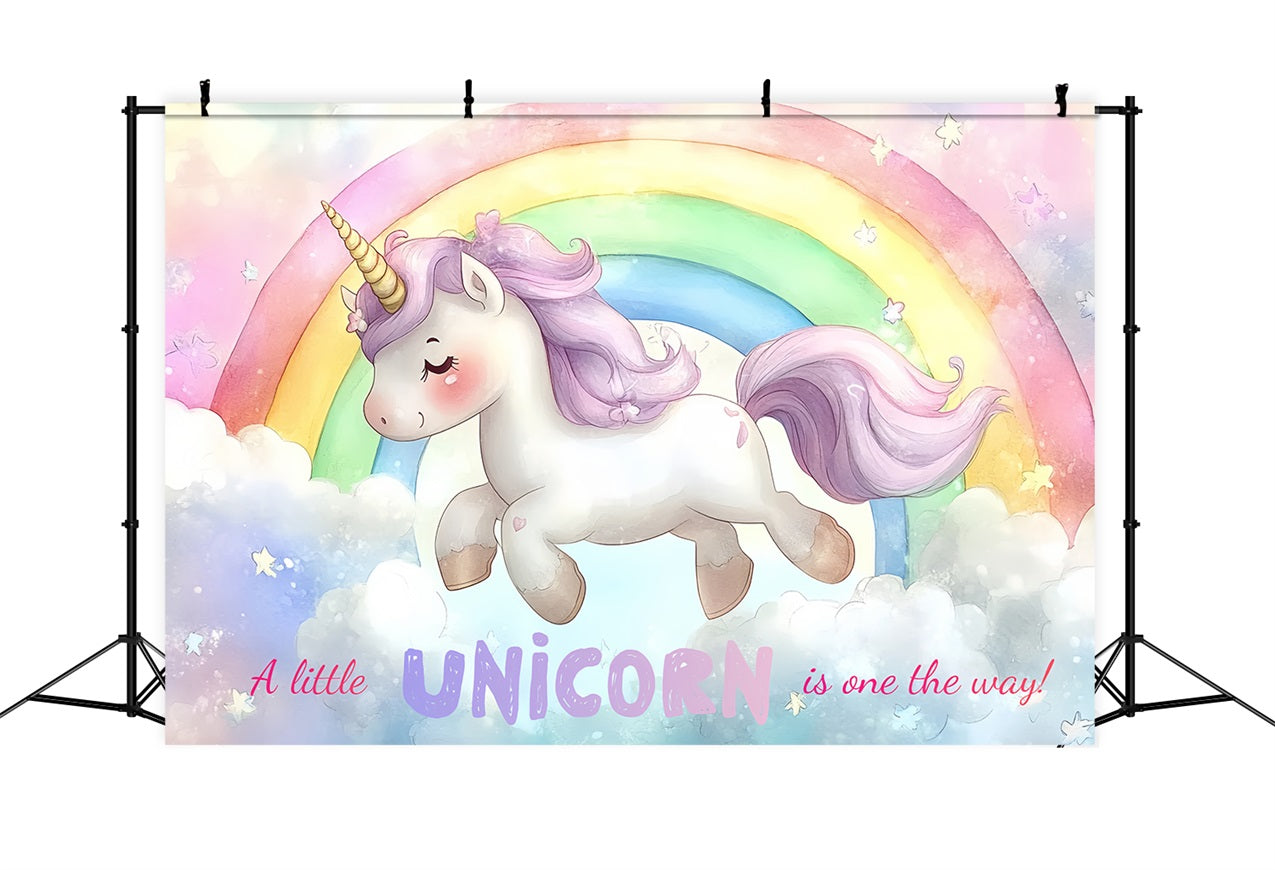 Baby Shower Backdrop Girl Dreamy Unicorn Rainbow Backdrop UK CSH2-211