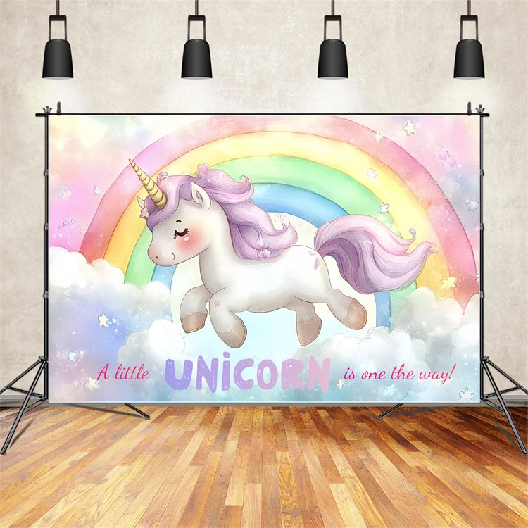 Baby Shower Backdrop Girl Dreamy Unicorn Rainbow Backdrop UK CSH2-211